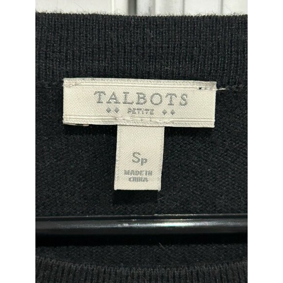 Talbots Petite Black Sweater Star Design Sequin Accents Size SP Bling Celestial - Picture 5 of 9